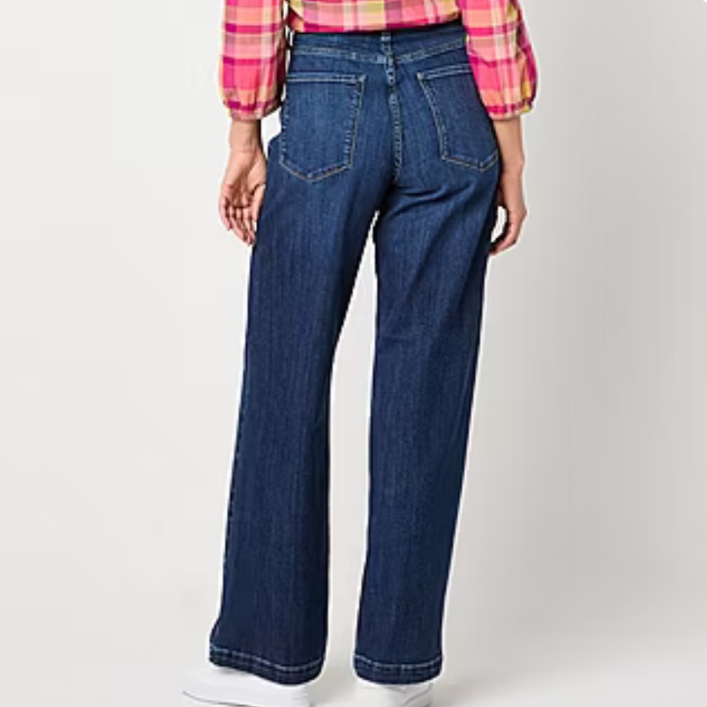 St. John's Bay Dark Wash Wide Leg Jeans - Picture 2 of 11